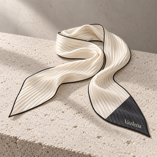Vazlena Pleated Ivory Neck Scarf